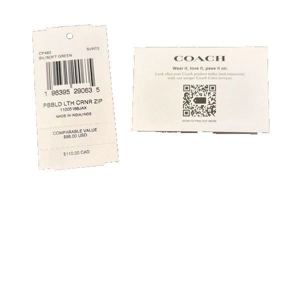 Coach Soft Green Pebbled Leather Corner Zip Wristlet - Picture 4 of 5